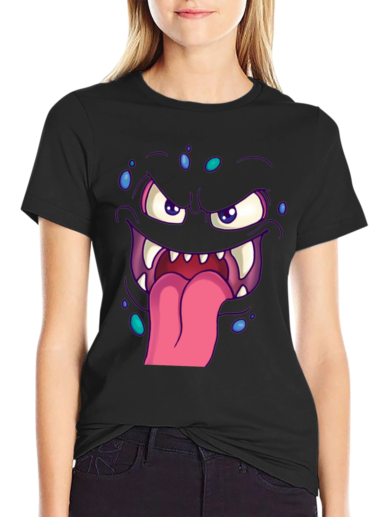 Monster Face Graphic Tee - Spooky Fun!