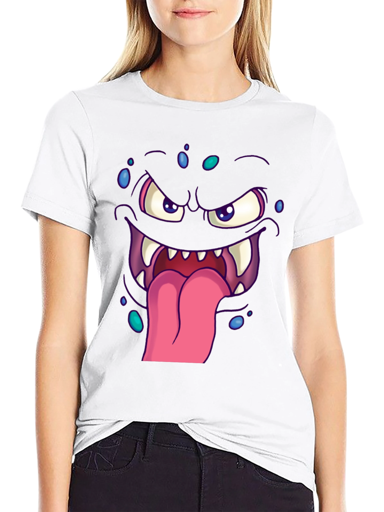 Monster Face Graphic Tee - Spooky Fun!