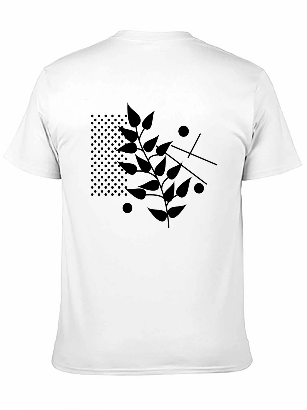 Modern Leaf Print Black T-Shirt