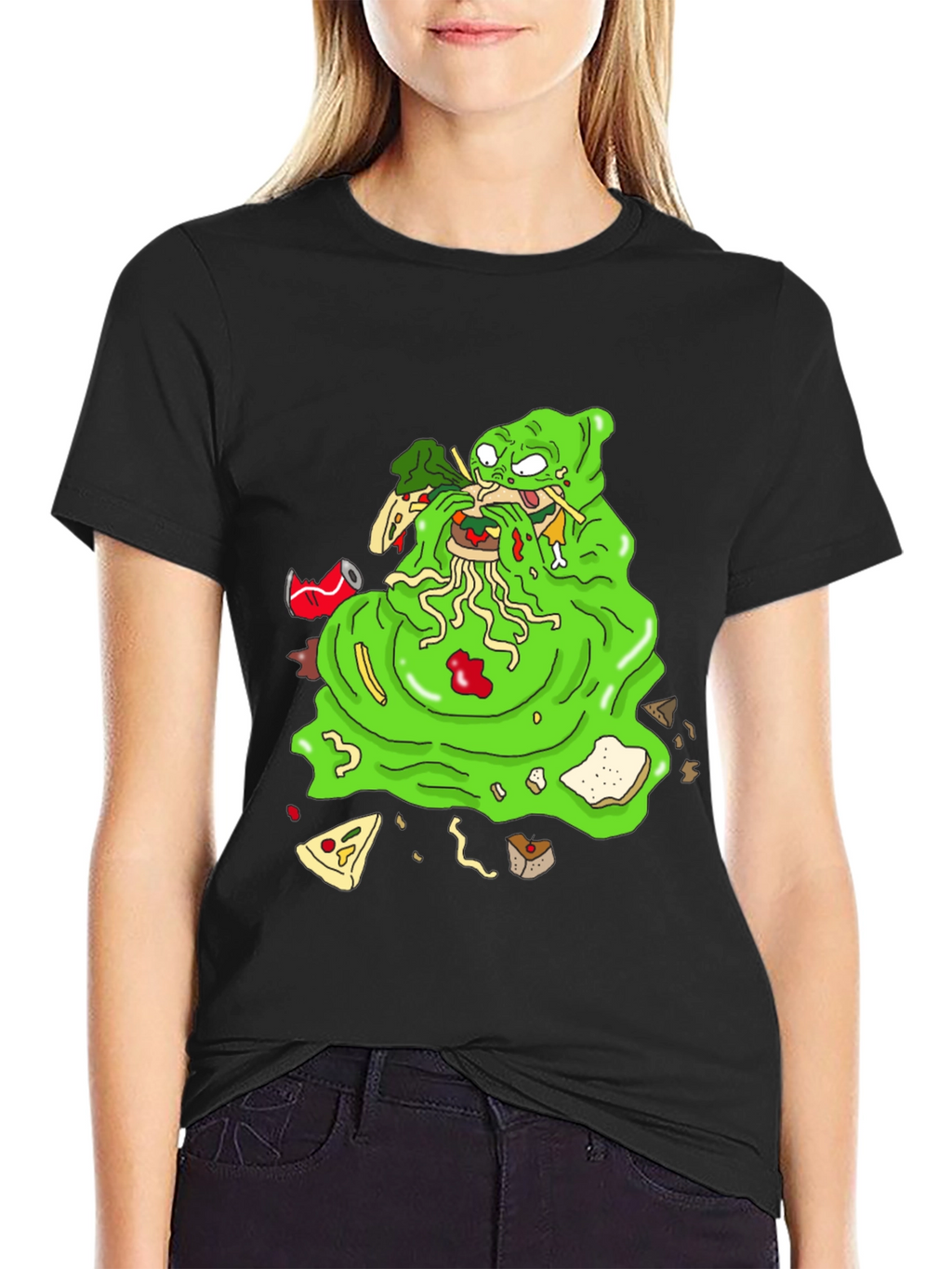 Green Blob Monster Eating Graphic T-Shirt