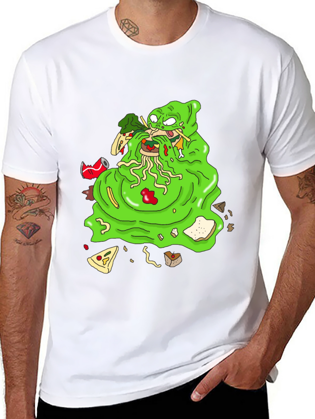 Green Blob Monster Eating Graphic T-Shirt