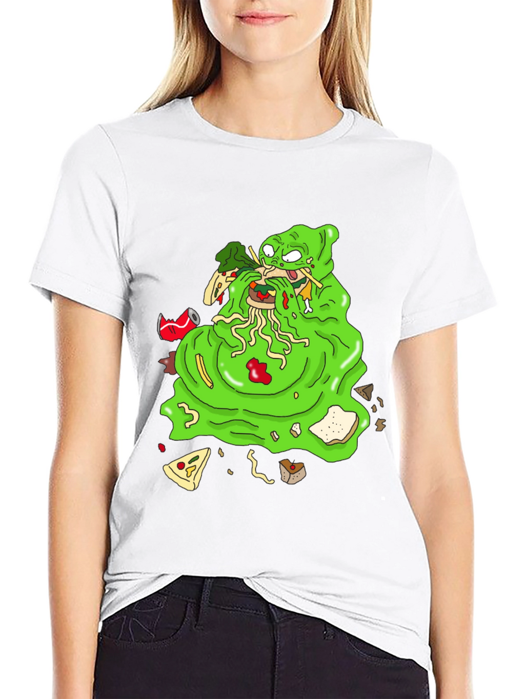 Green Blob Monster Eating Graphic T-Shirt