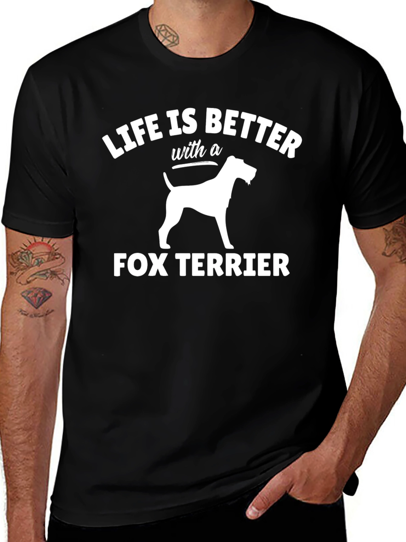 Life is Better Fox Terrier T-Shirt - Black