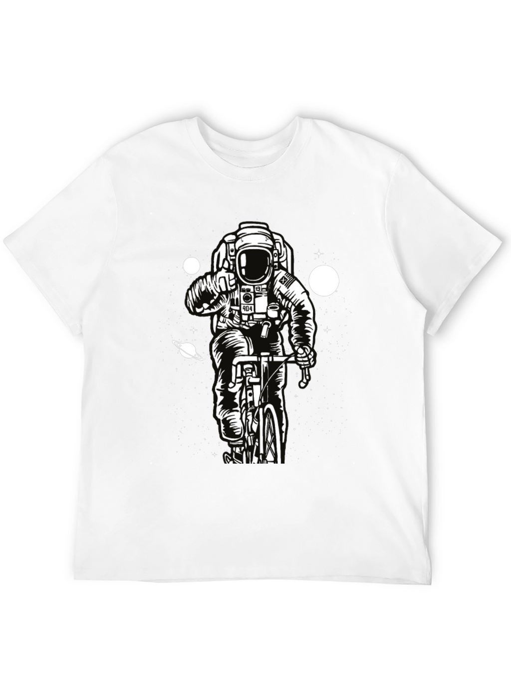 Astronaut on Bike Graphic T-Shirt - Space Adventure Tee