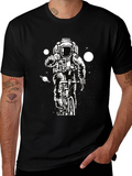 Astronaut on Bike Graphic T-Shirt - Space Adventure Tee