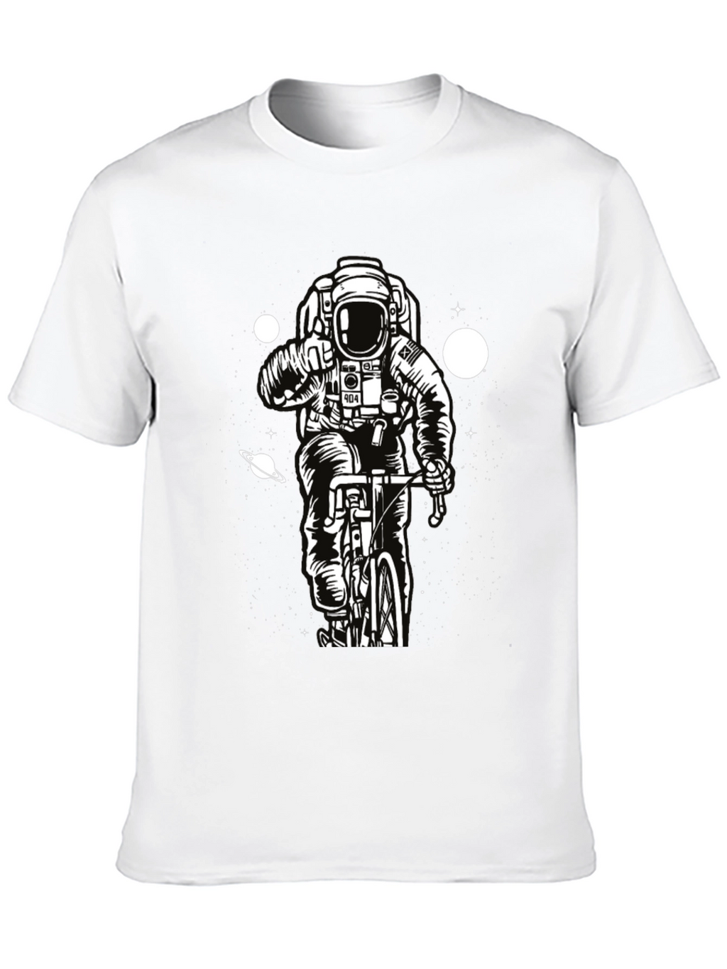 Astronaut on Bike Graphic T-Shirt - Space Adventure Tee