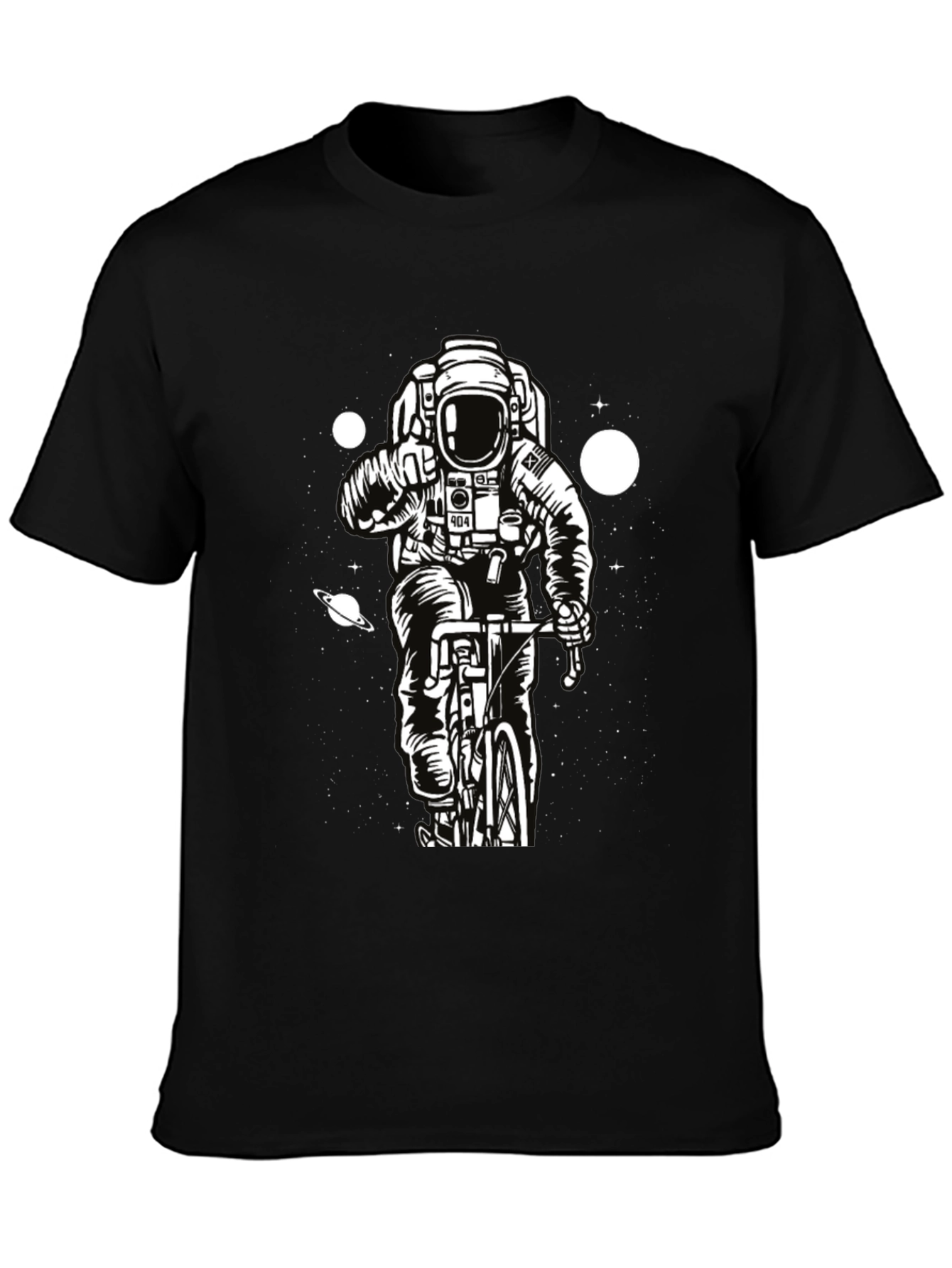 Astronaut on Bike Graphic T-Shirt - Space Adventure Tee