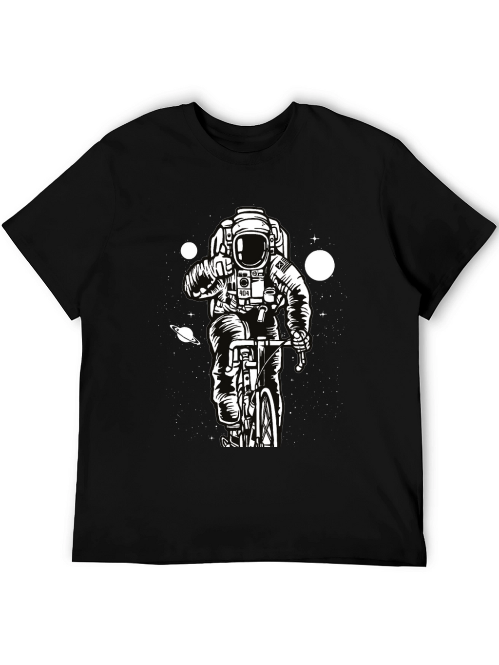 Astronaut on Bike Graphic T-Shirt - Space Adventure Tee
