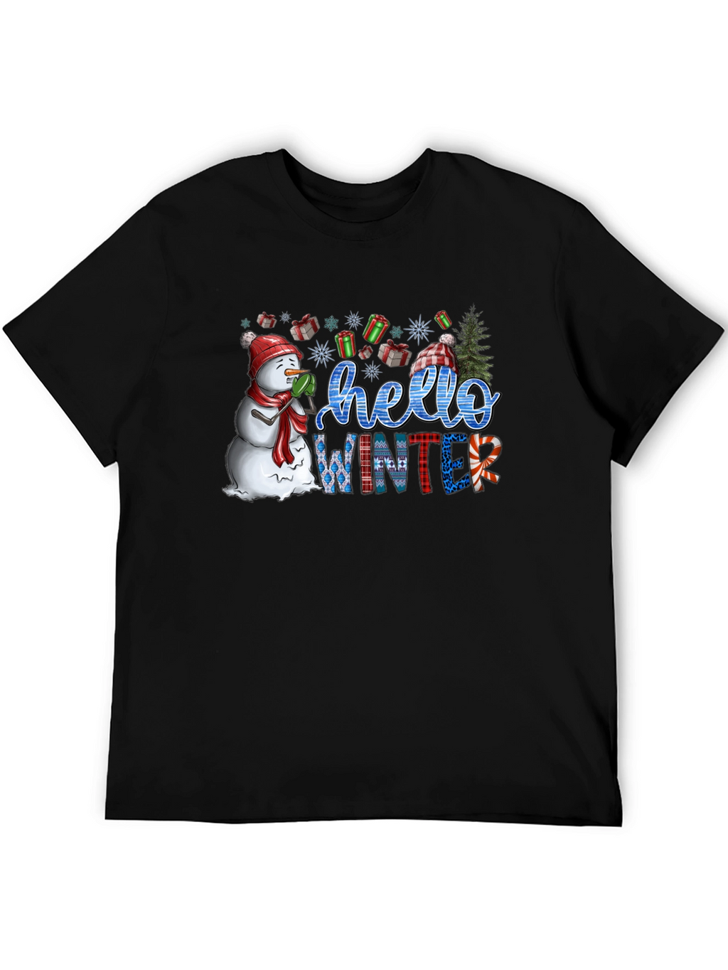 Hello Winter Graphic Tee - Holiday Festive Shirt