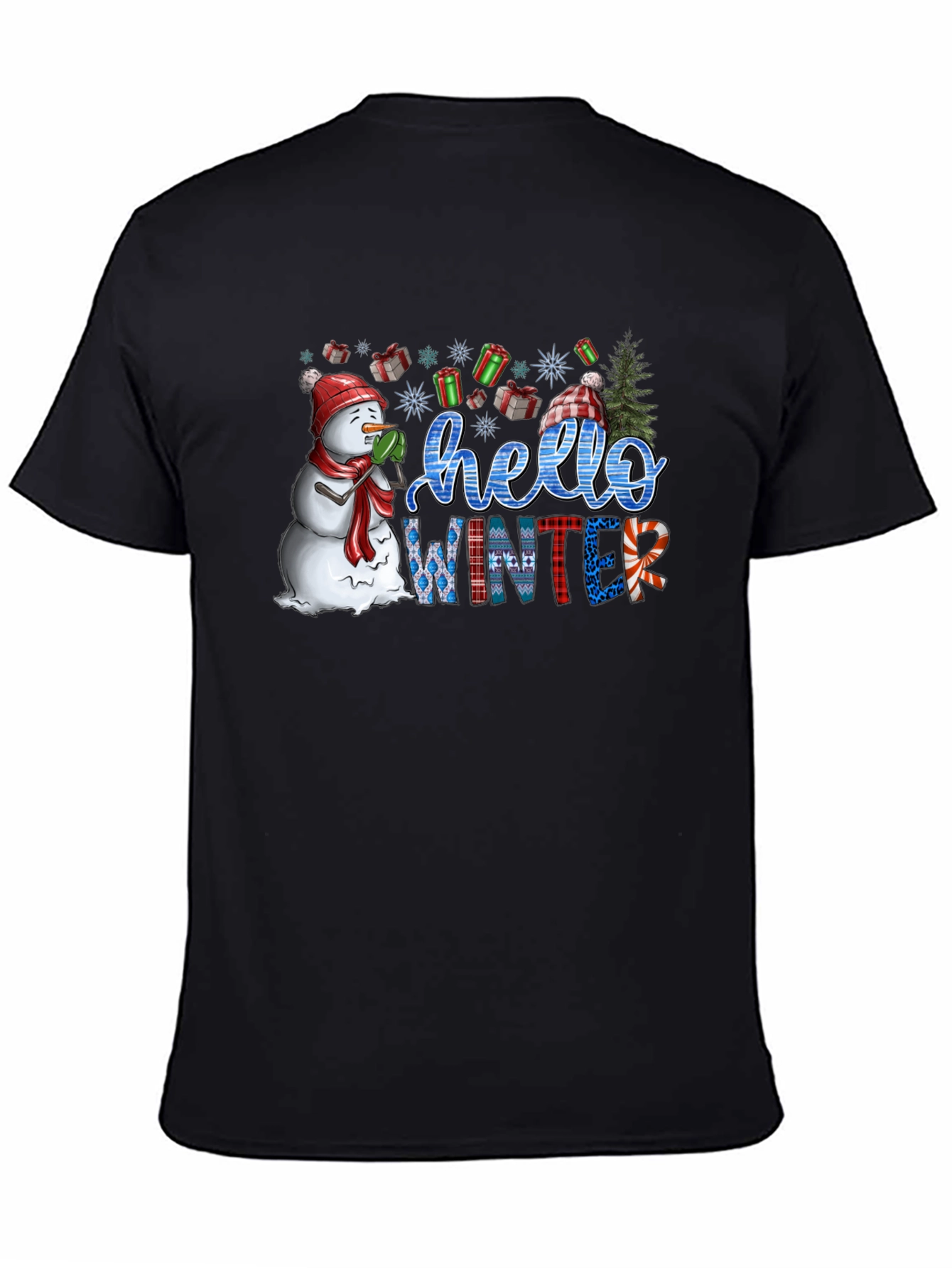 Hello Winter Graphic Tee - Holiday Festive Shirt