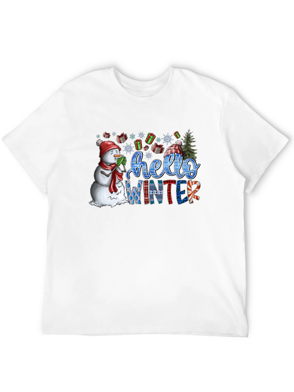 Hello Winter Graphic Tee - Holiday Festive Shirt