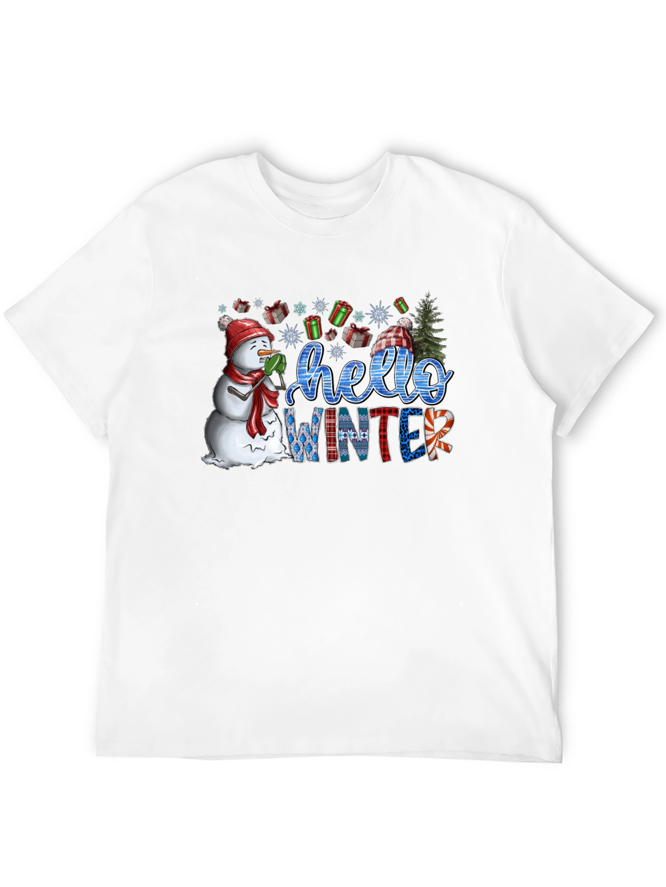 Hello Winter Graphic Tee - Holiday Festive Shirt
