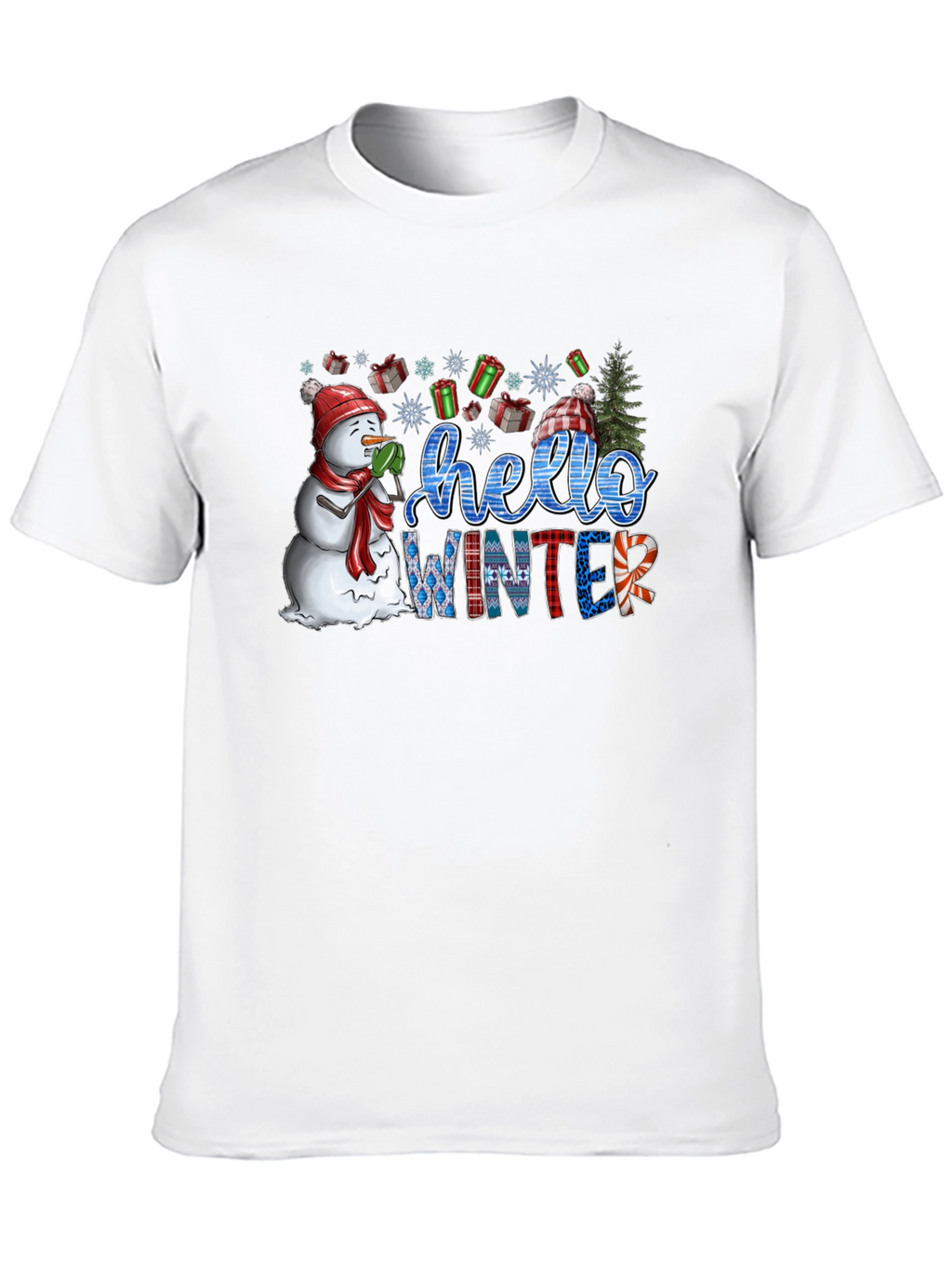 Hello Winter Graphic Tee - Holiday Festive Shirt