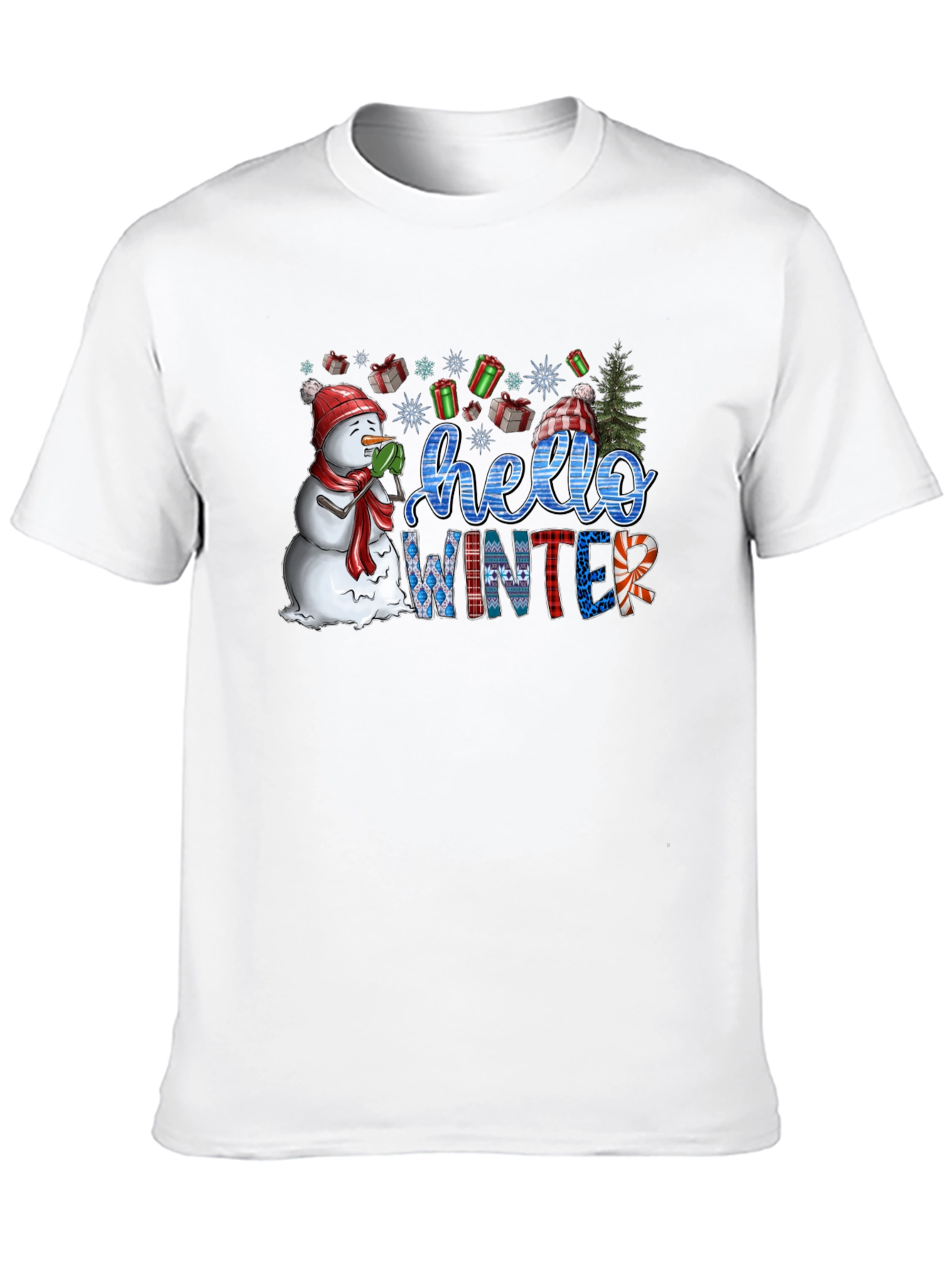 Hello Winter Graphic Tee - Holiday Festive Shirt