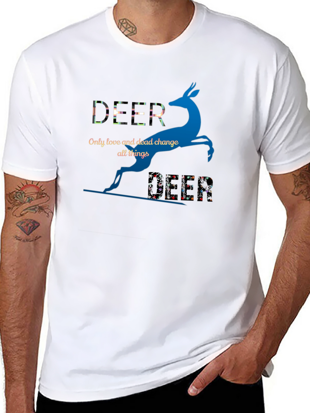 Deer Graphic Print Crew Neck T-Shirt