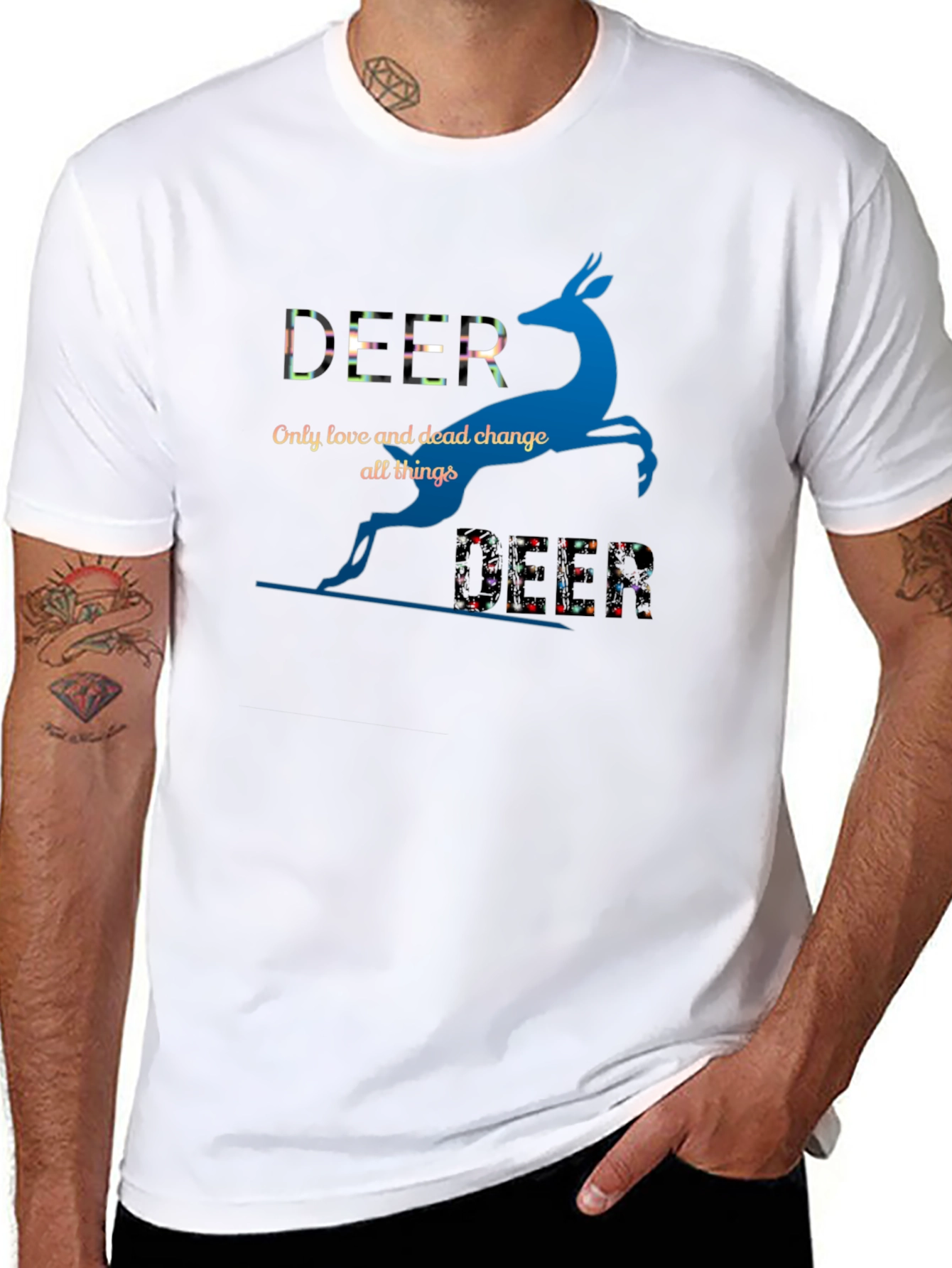 Deer Graphic Print Crew Neck T-Shirt