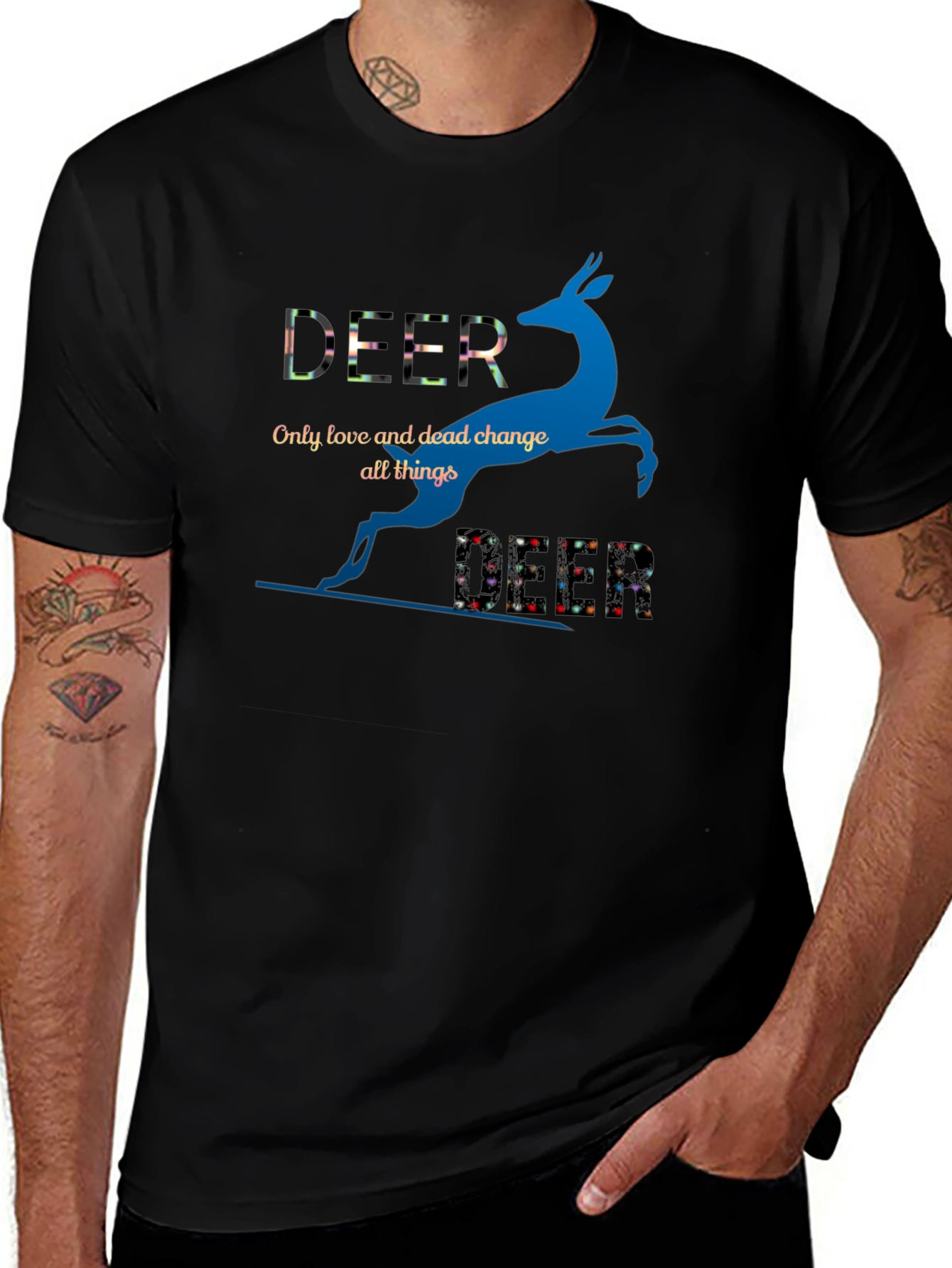 Deer Graphic Print Crew Neck T-Shirt