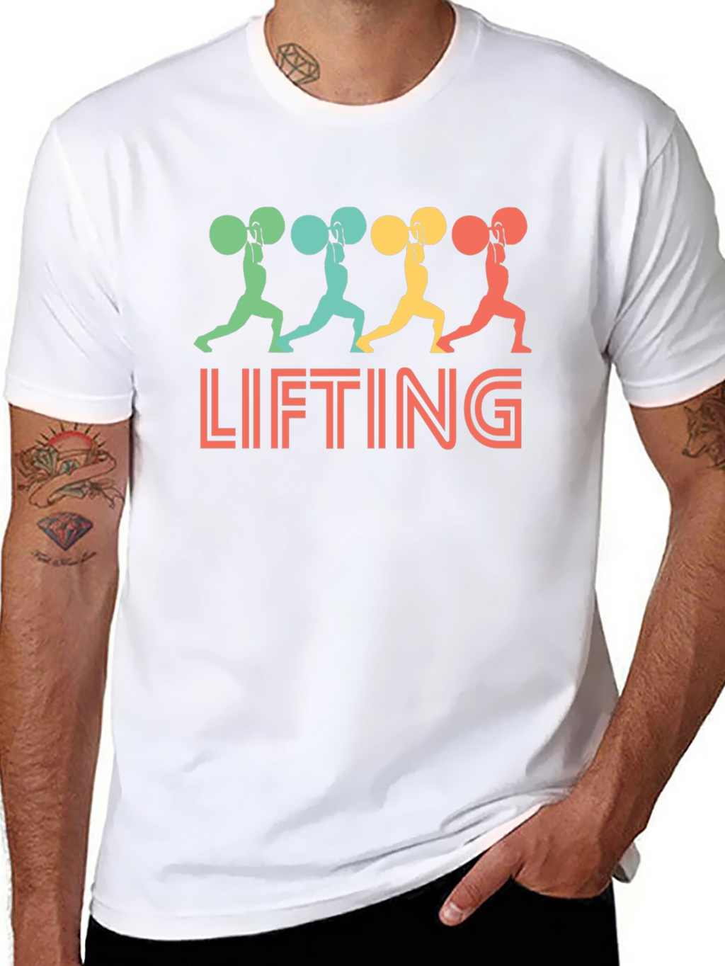 Weight Lifting Graphic Tee - Retro Style