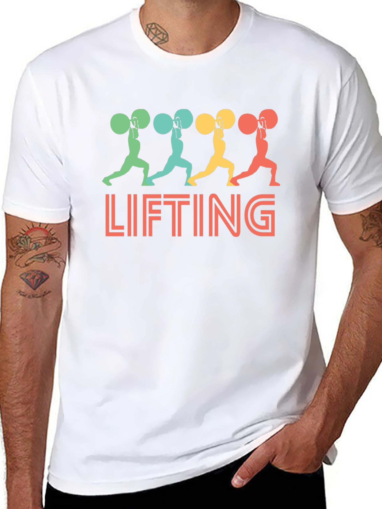 Weight Lifting Graphic Tee - Retro Style