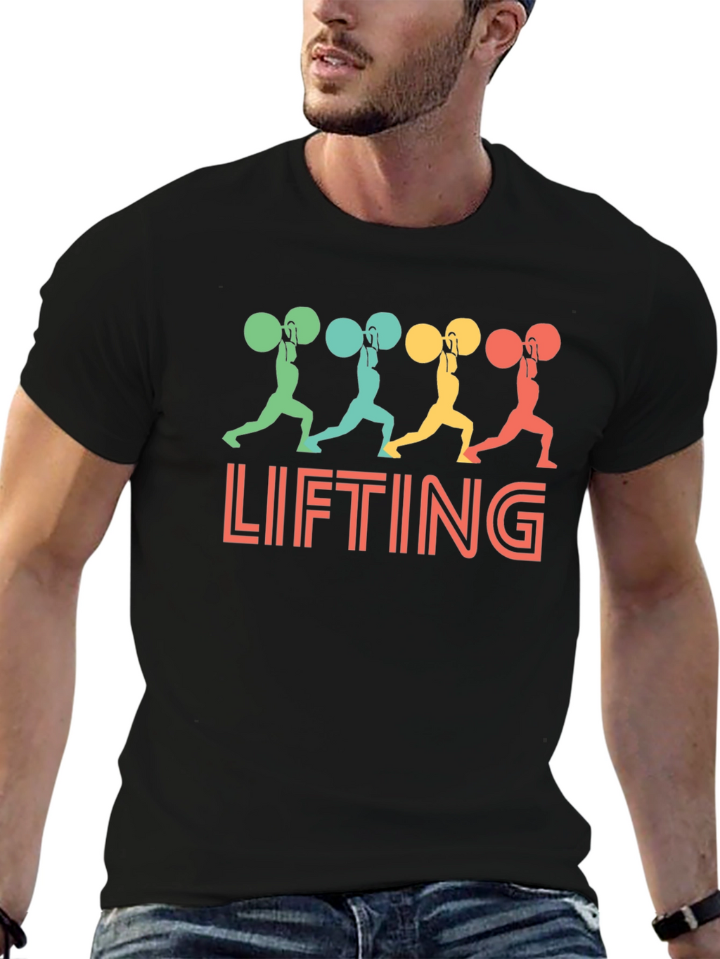 Weight Lifting Graphic Tee - Retro Style