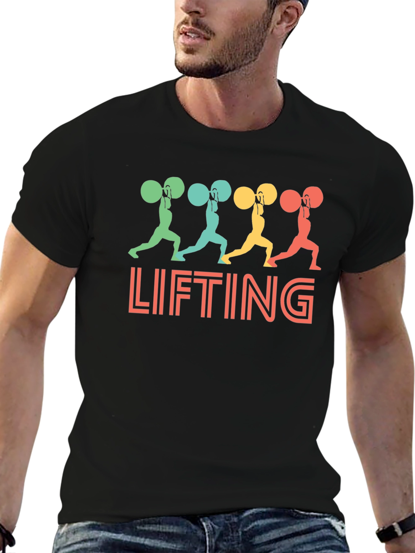 Weight Lifting Graphic Tee - Retro Style