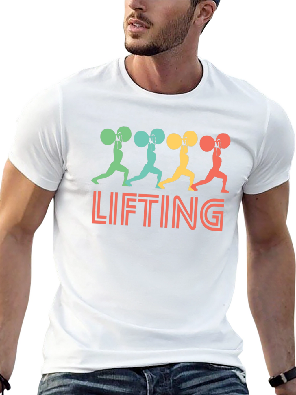 Weight Lifting Graphic Tee - Retro Style