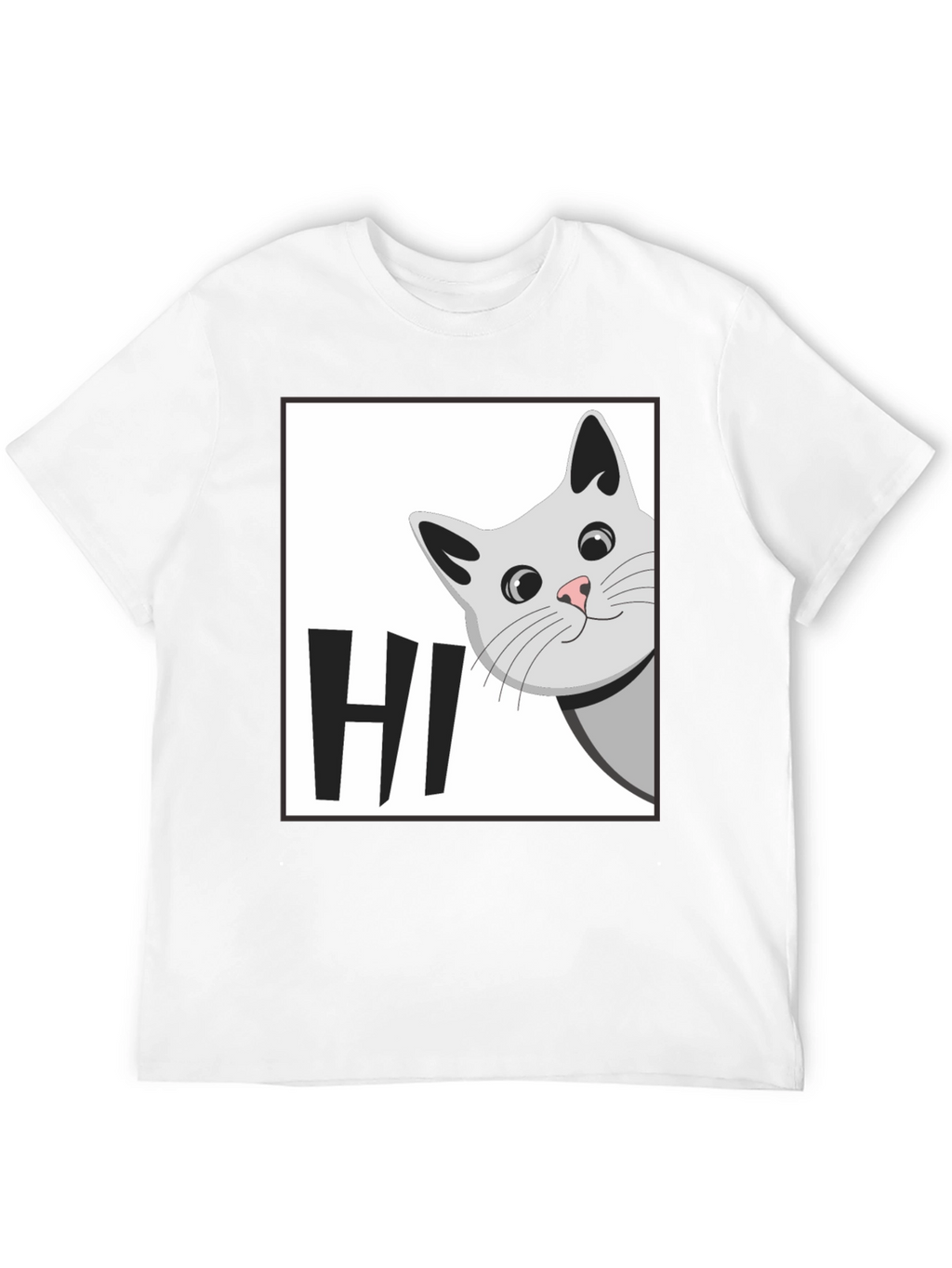 Peek-a-Boo Cat HI T-Shirt - Cute Feline Graphic Tee