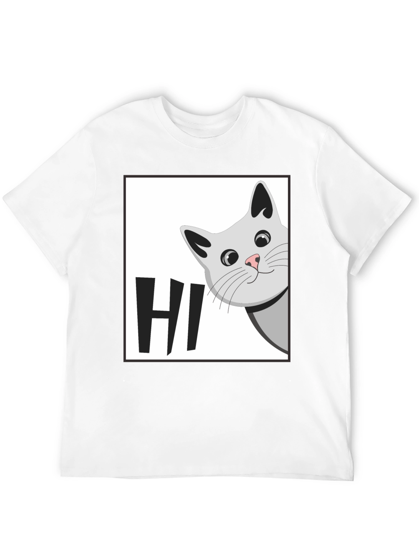 Peek-a-Boo Cat HI T-Shirt - Cute Feline Graphic Tee