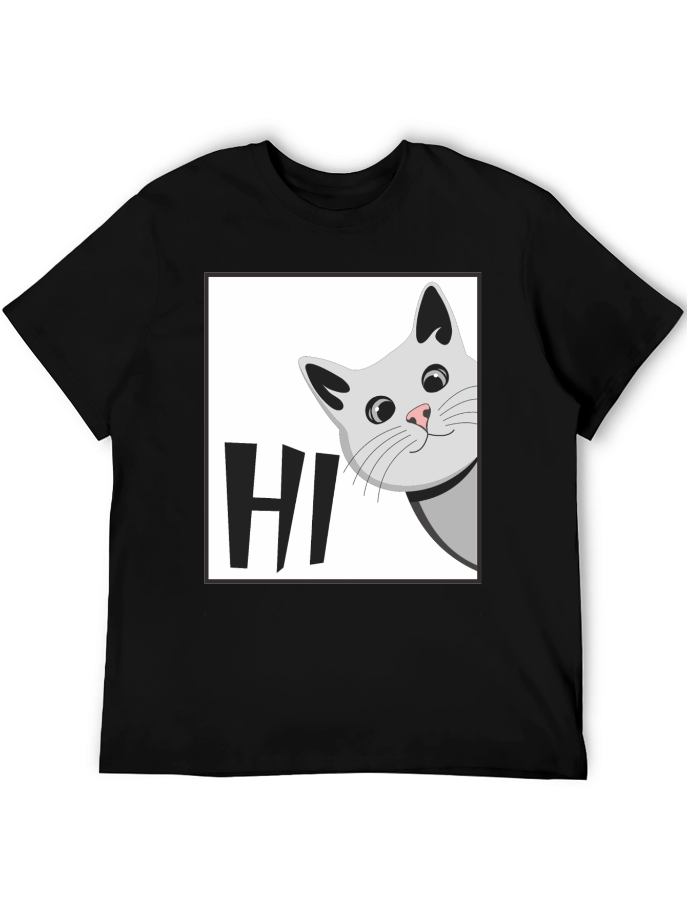 Peek-a-Boo Cat HI T-Shirt - Cute Feline Graphic Tee