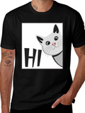 Peek-a-Boo Cat HI T-Shirt - Cute Feline Graphic Tee