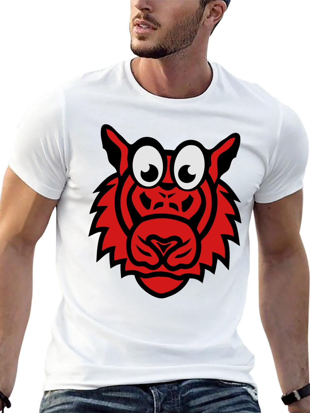 Cartoon Tiger Graphic T-Shirt