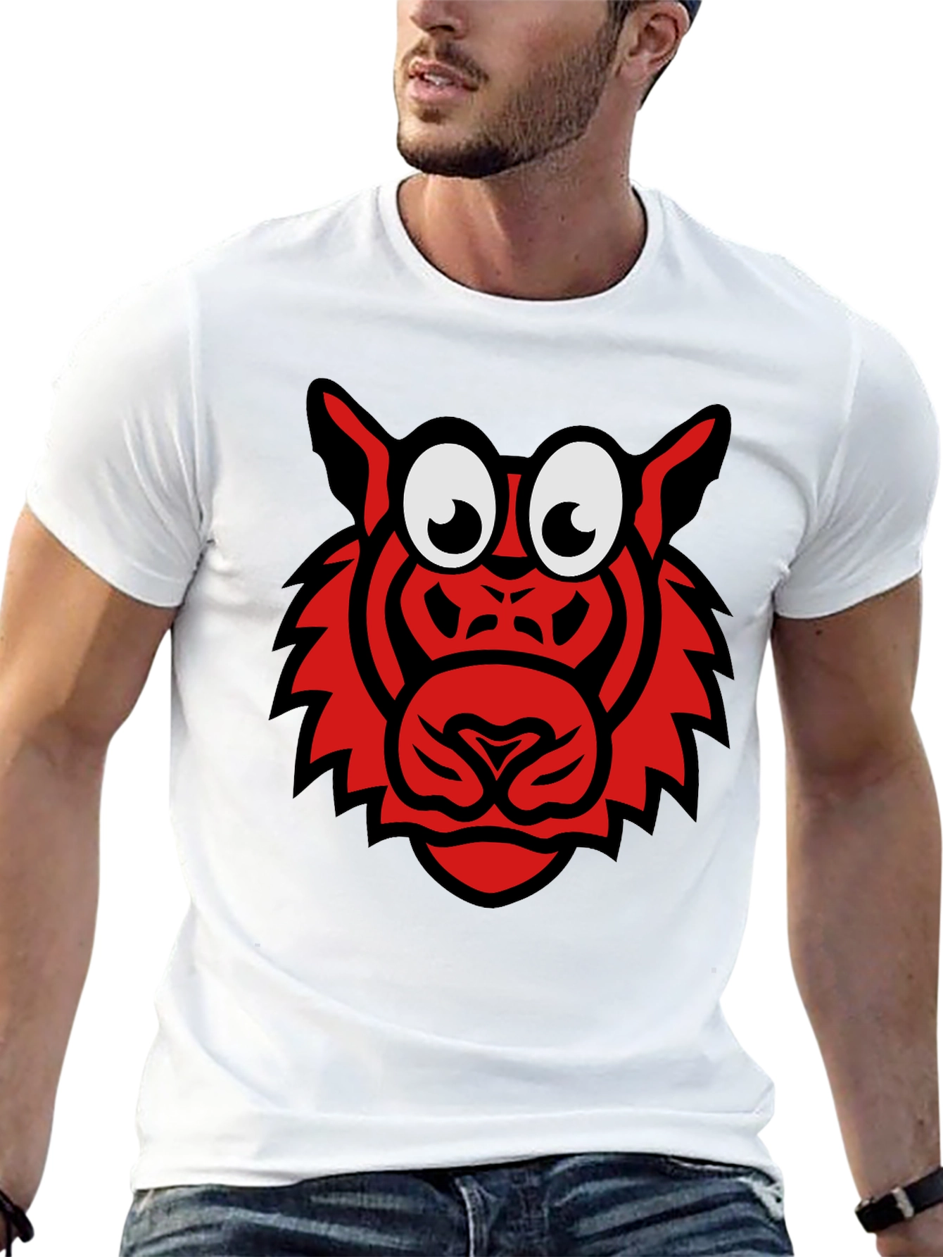 Cartoon Tiger Graphic T-Shirt