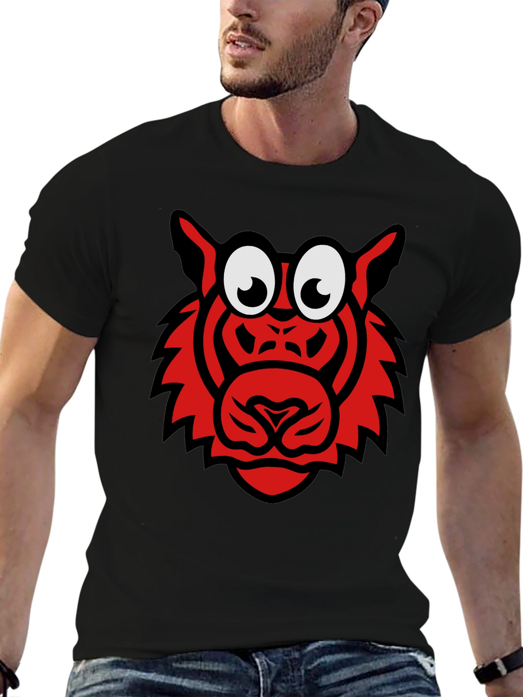 Cartoon Tiger Graphic T-Shirt