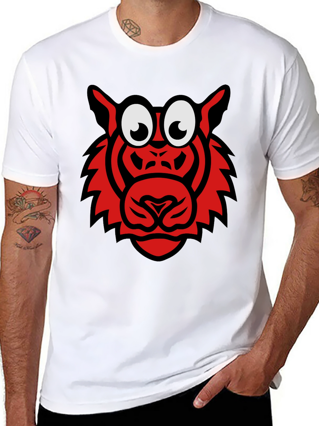Cartoon Tiger Graphic T-Shirt