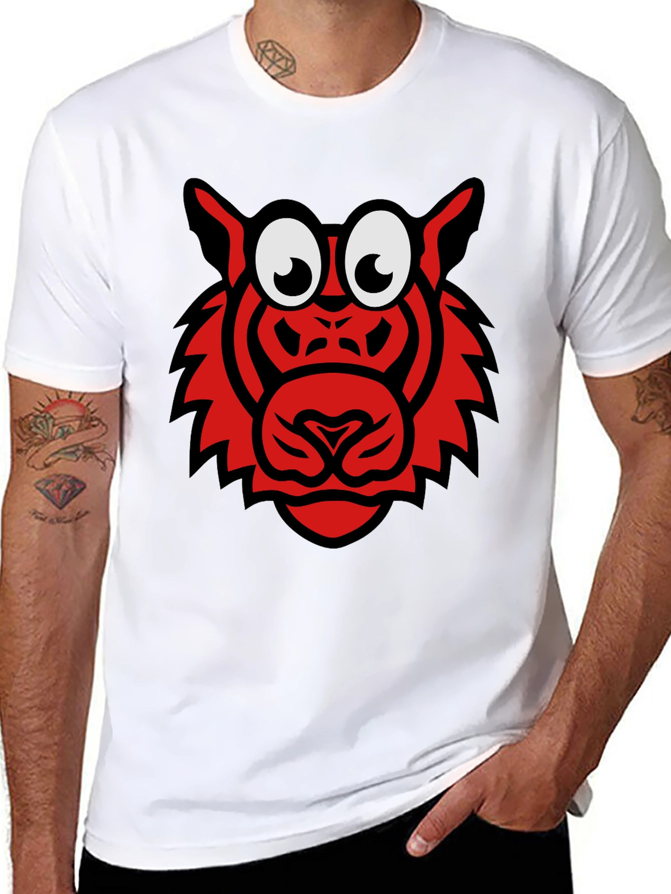 Cartoon Tiger Graphic T-Shirt