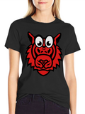 Cartoon Tiger Graphic T-Shirt