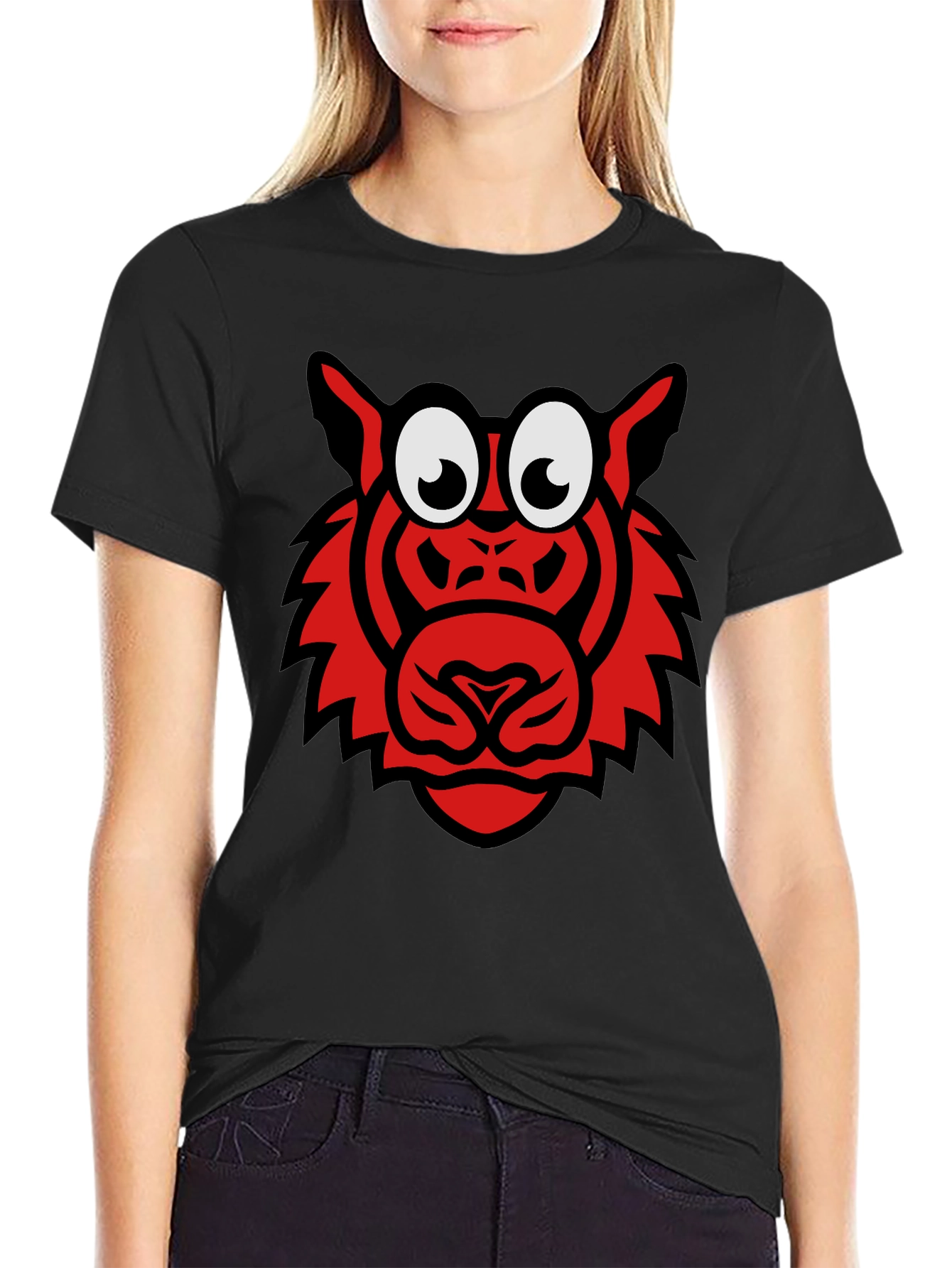 Cartoon Tiger Graphic T-Shirt