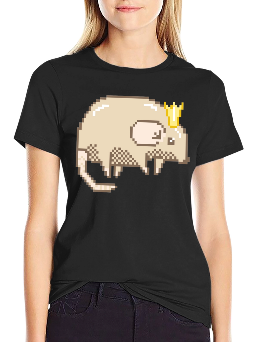 Pixel Rat King Graphic Tee - Black Casual Shirt