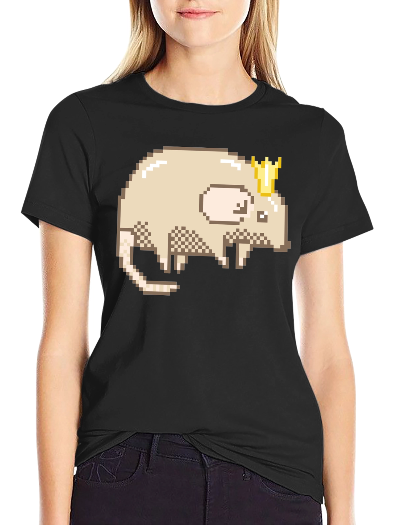 Pixel Rat King Graphic Tee - Black Casual Shirt