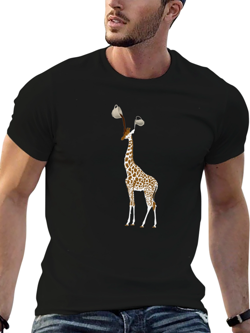 Giraffe Coffee T-Shirt - Funny Animal Lover Tee