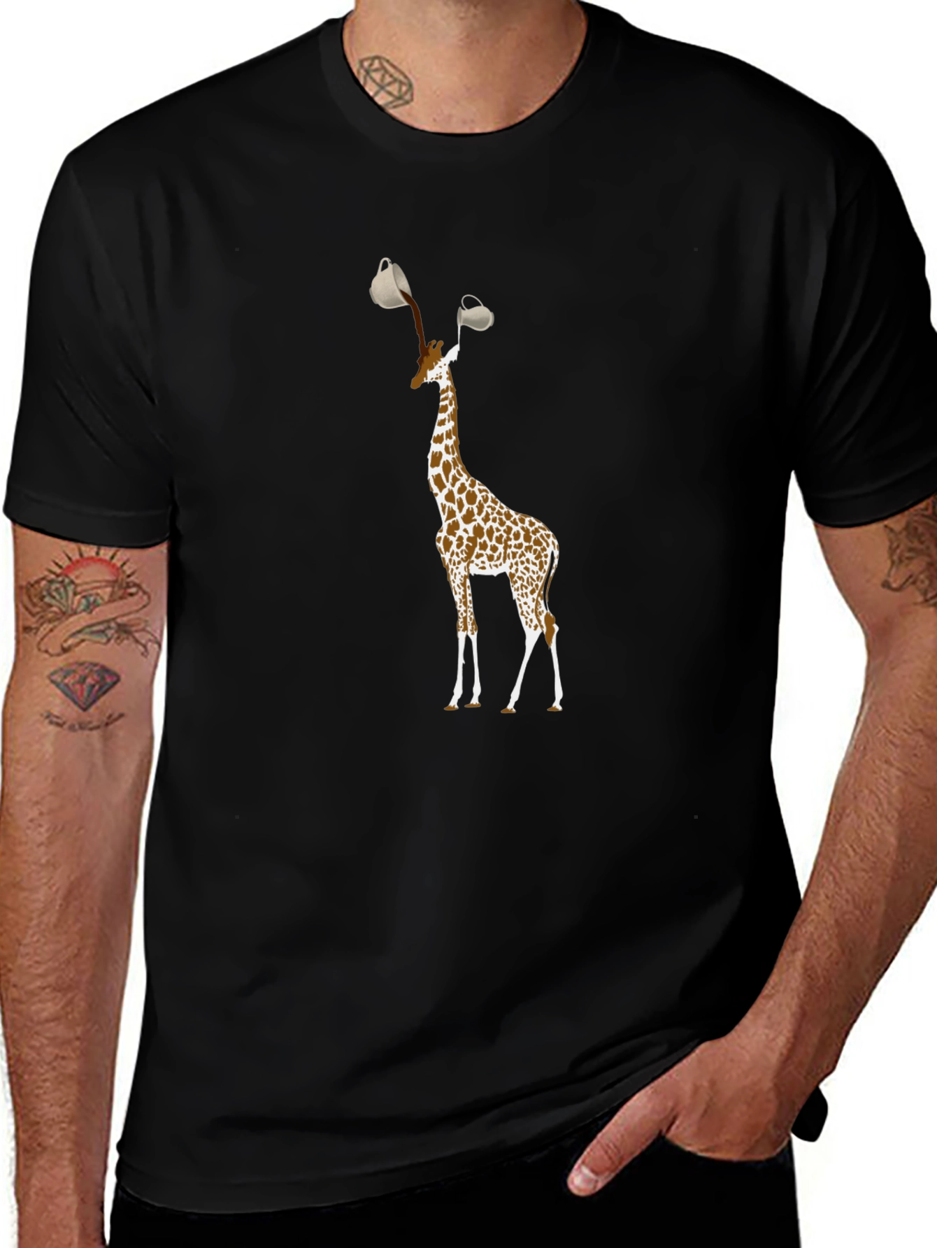 Giraffe Coffee T-Shirt - Funny Animal Lover Tee