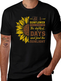 Be A Sunflower Graphic Print Black T-Shirt