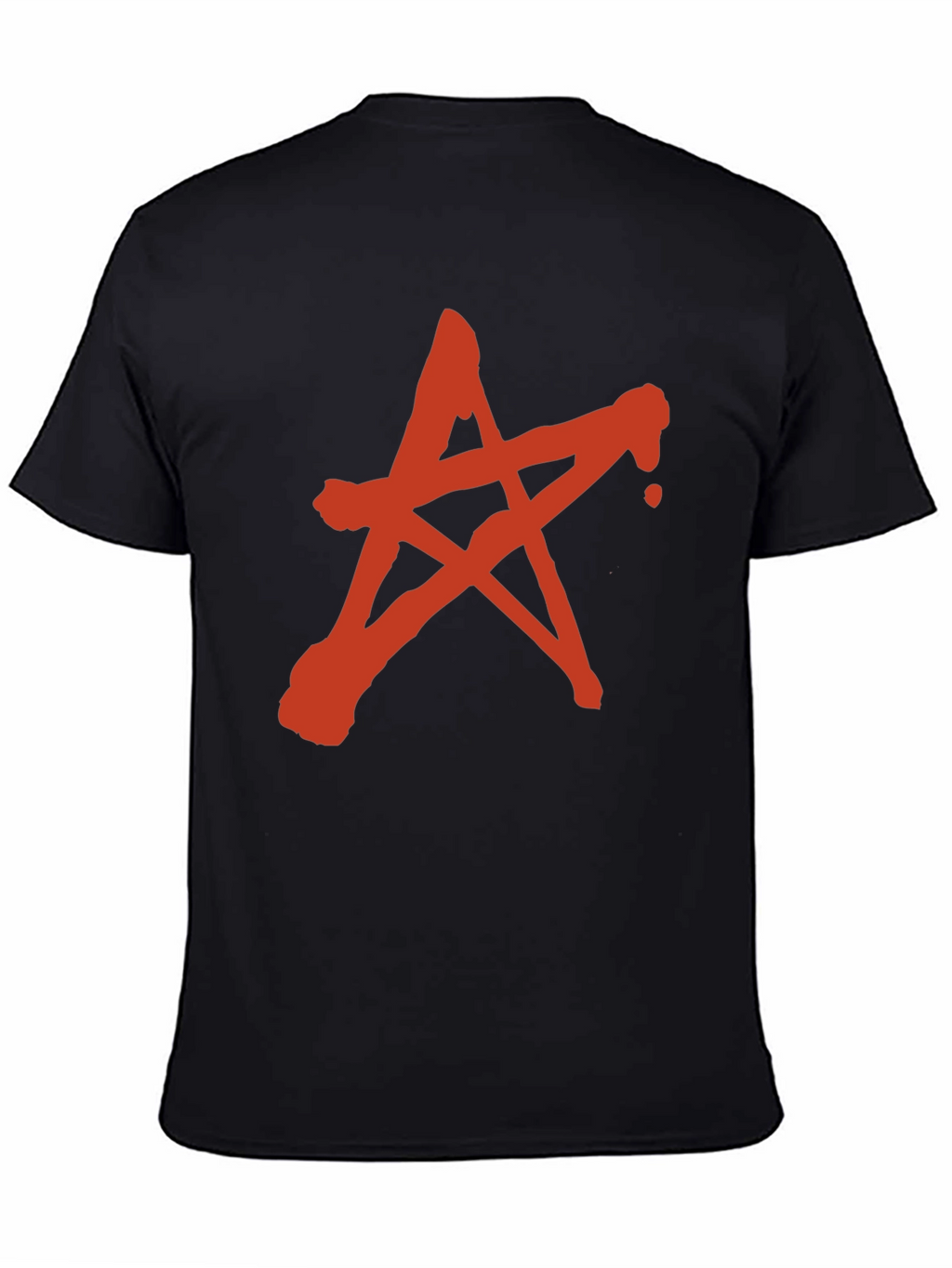 Red Star Graphic Print Black T-Shirt