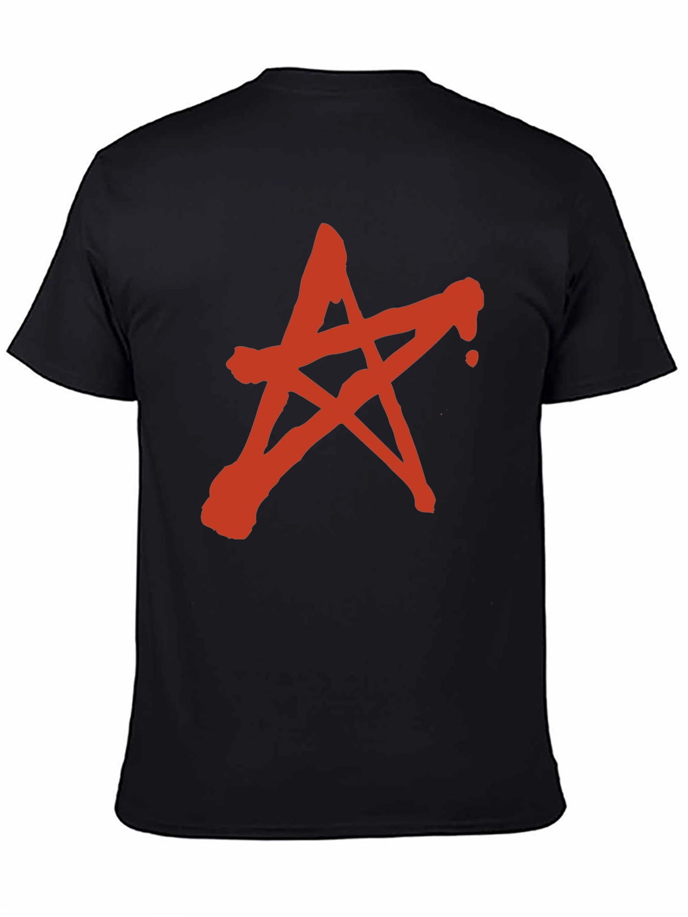 Red Star Graphic Print Black T-Shirt