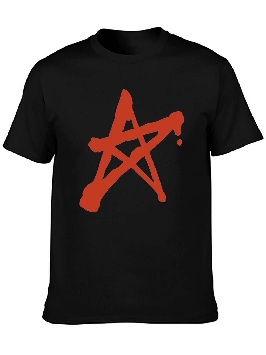 Red Star Graphic Print Black T-Shirt