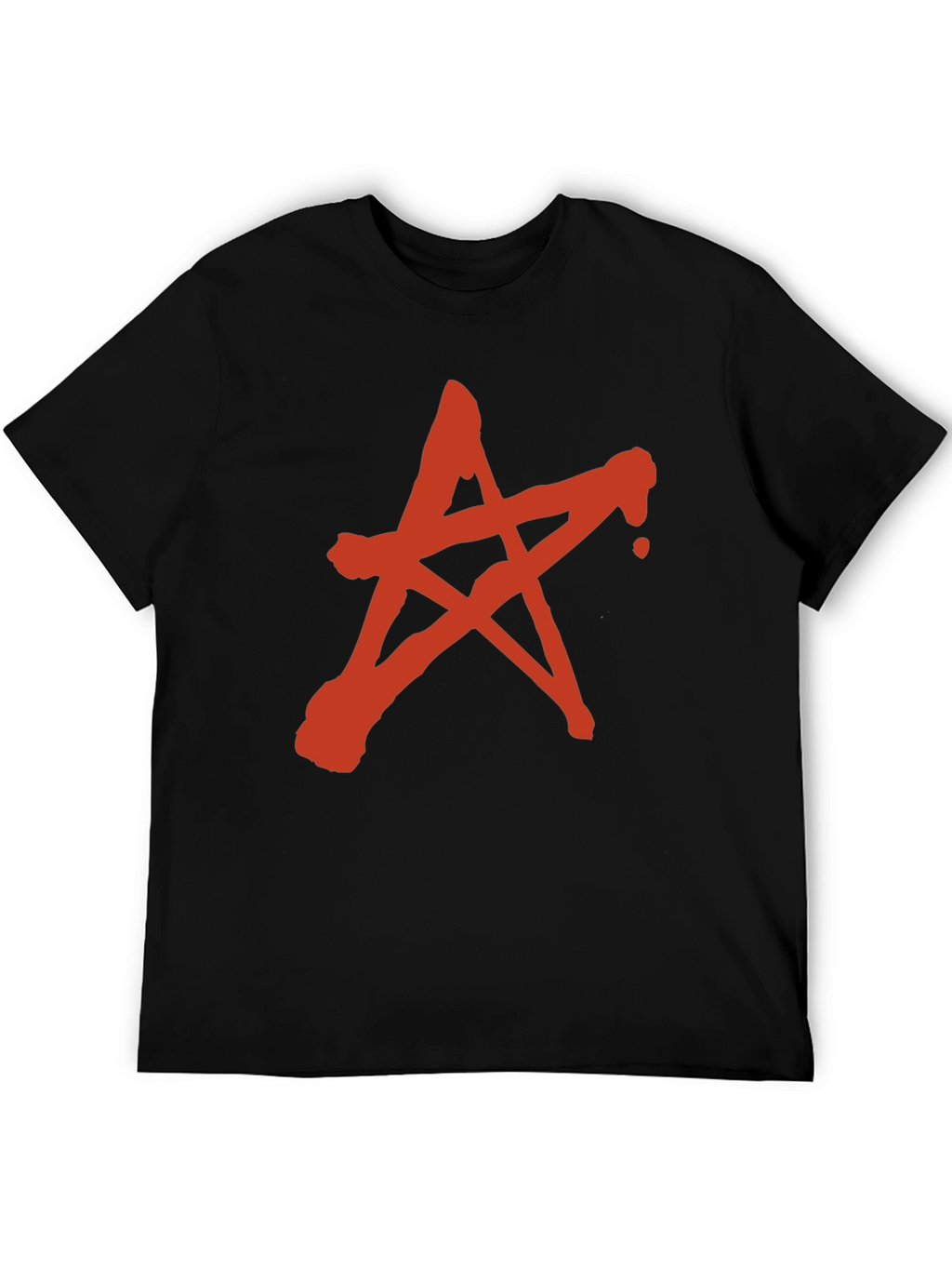 Red Star Graphic Print Black T-Shirt