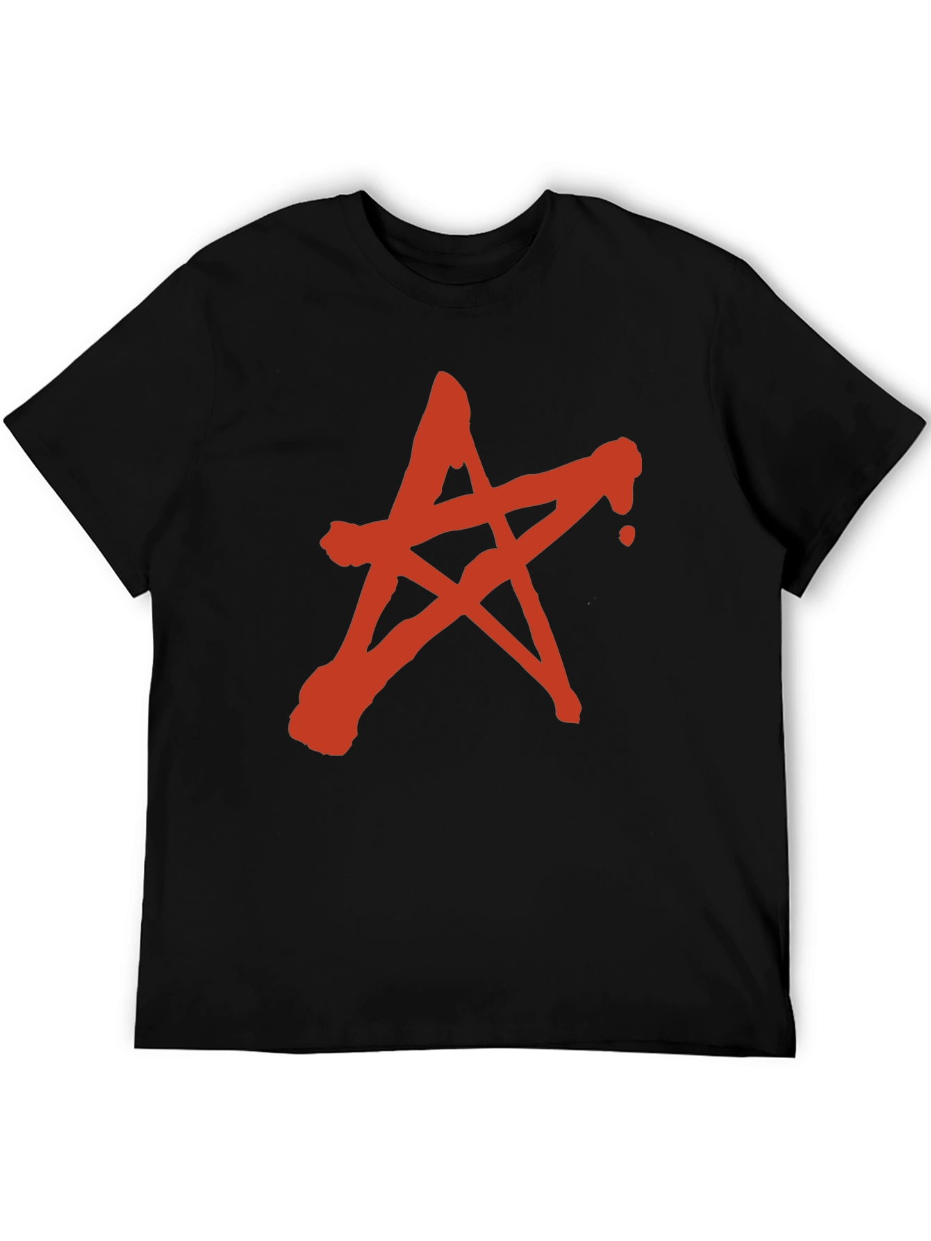 Red Star Graphic Print Black T-Shirt