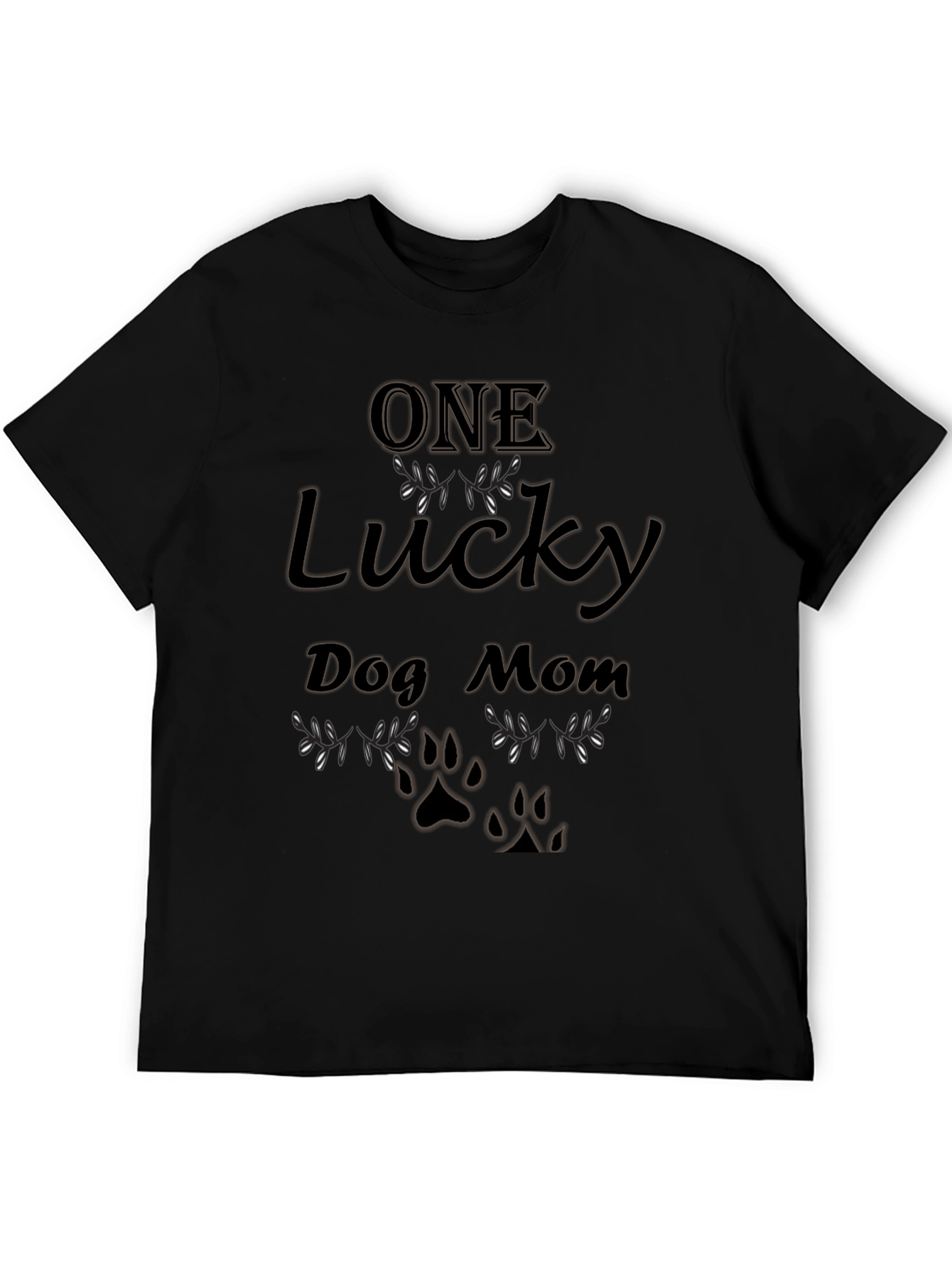 One Lucky Dog Mom T-Shirt - Paw Print Tee