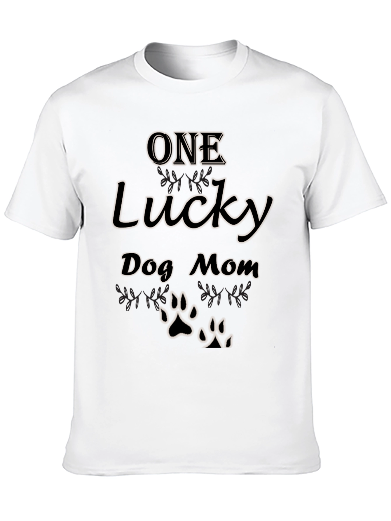 One Lucky Dog Mom T-Shirt - Paw Print Tee