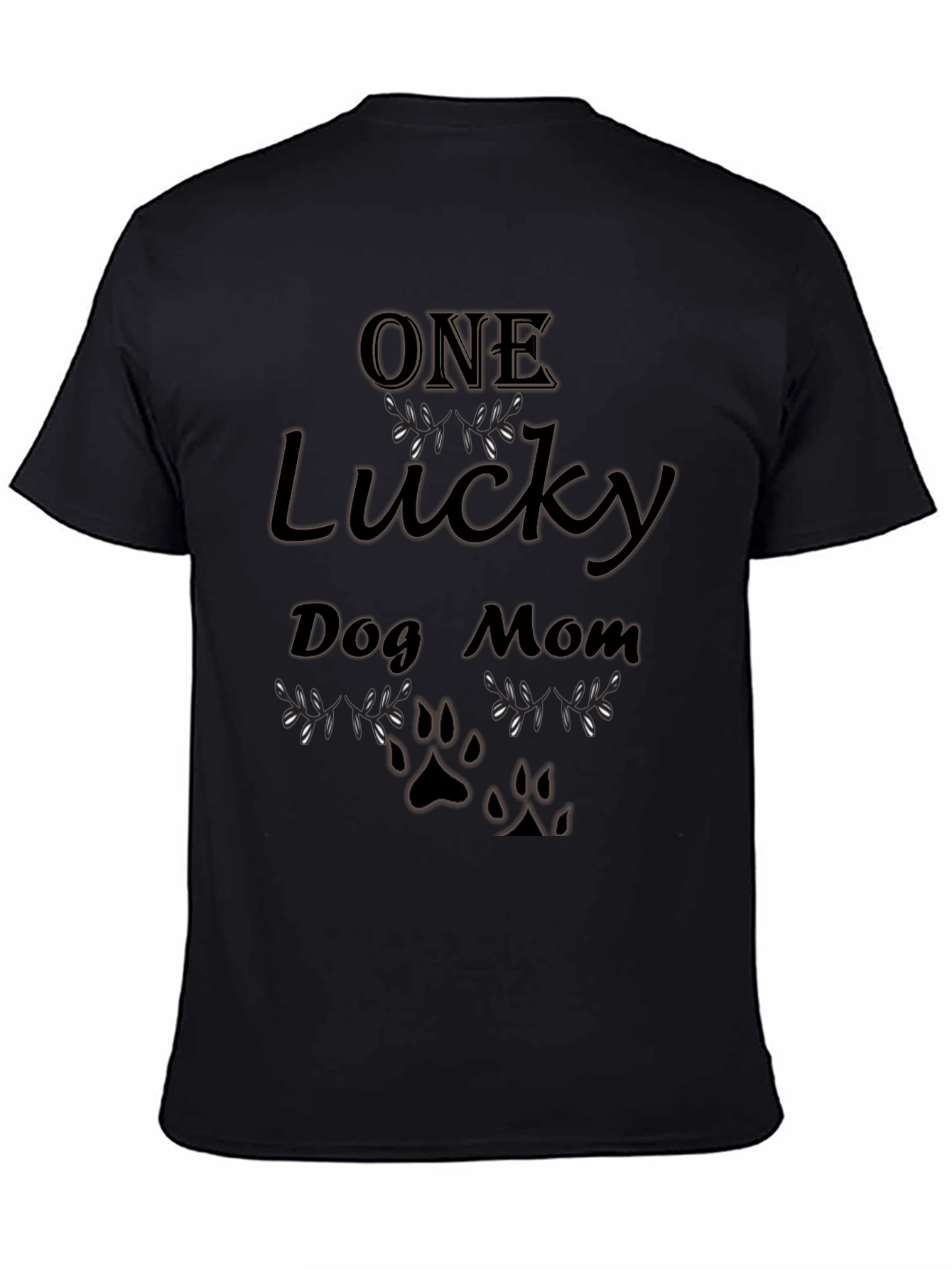 One Lucky Dog Mom T-Shirt - Paw Print Tee